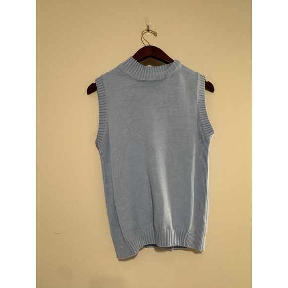 PrettyGarden Sweaters - PRETTYGARDEN Womens Light Blue Mock Neck Knit Sweater Vest Sleeveless Size M